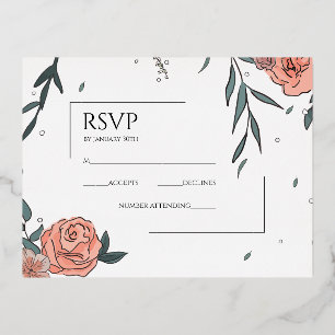 Carte Postale D'invitation À Feuilles D'aluminium RSVP sans précipitation
