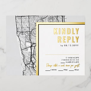 Carte Postale D'invitation À Feuilles D'aluminium San Francisco Love Locator   Réponse RSVP