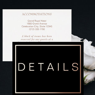Carte Postale D'invitation À Feuilles D'aluminium Simple moderne ROSE Gold Bordure Mariage RSVP