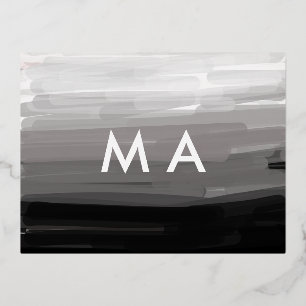 Carte Postale D'invitation À Feuilles D'aluminium Simple monogramme ajouter votre nom lettre man min