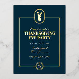 Carte Postale D'invitation À Feuilles D'aluminium Soirée de la veille de Thanksgiving au Classic Gol