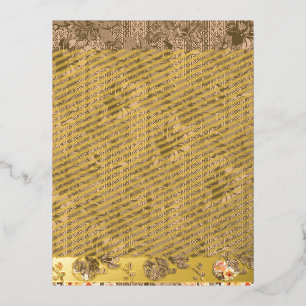 Carte Postale D'invitation À Feuilles D'aluminium Un motif floral vintage avec desi marron complexe