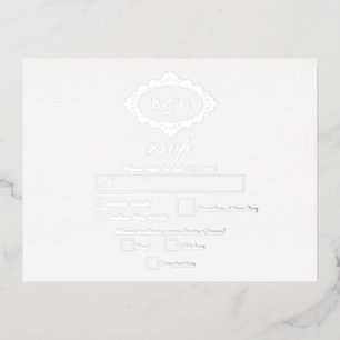 Carte Postale D'invitation À Feuilles D'aluminium Véritable couronne d'huile d'argent blanc mariage