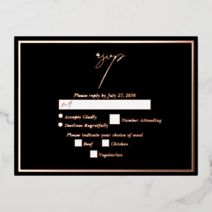 Carte Postale D'invitation À Feuilles D'aluminium Véritable Rose Gold Foil Métallique Mariage RSVP N