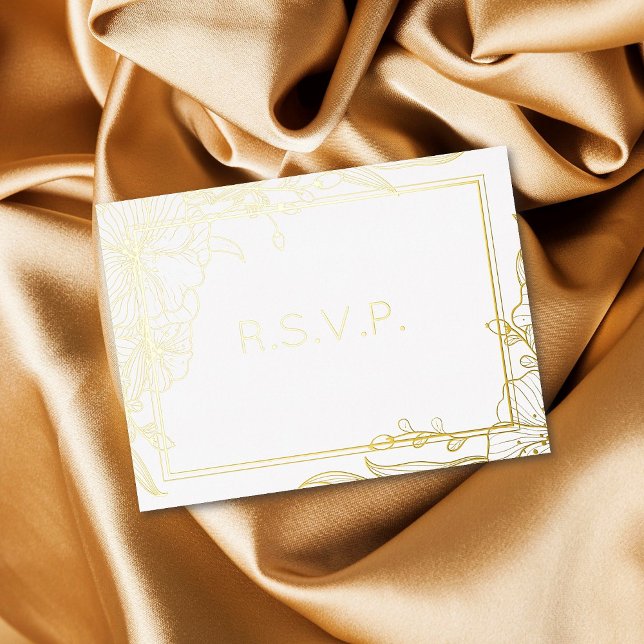 Carte Postale D'invitation À Feuilles D'aluminium Véritables floraisons de feuillage de feuille d'al (Créateur téléchargé)