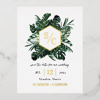 Vibe Tropical Mariage FOIL Enregistrer La Date Car