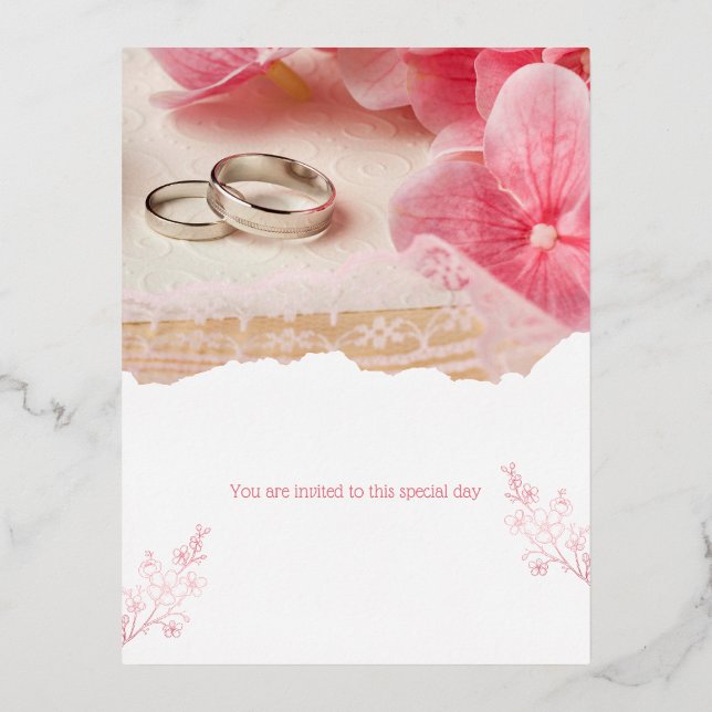 Carte Postale D'invitation À Feuilles D'aluminium Vous êtes invité à cette journée spéciale (Recto)