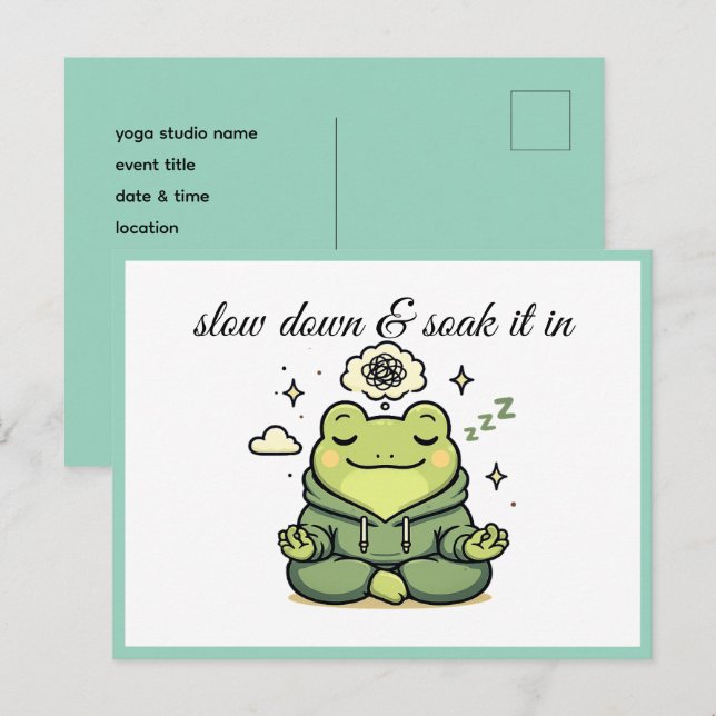 Carte postale d'invitation à l'événement de yoga d (Devant / Derrière)