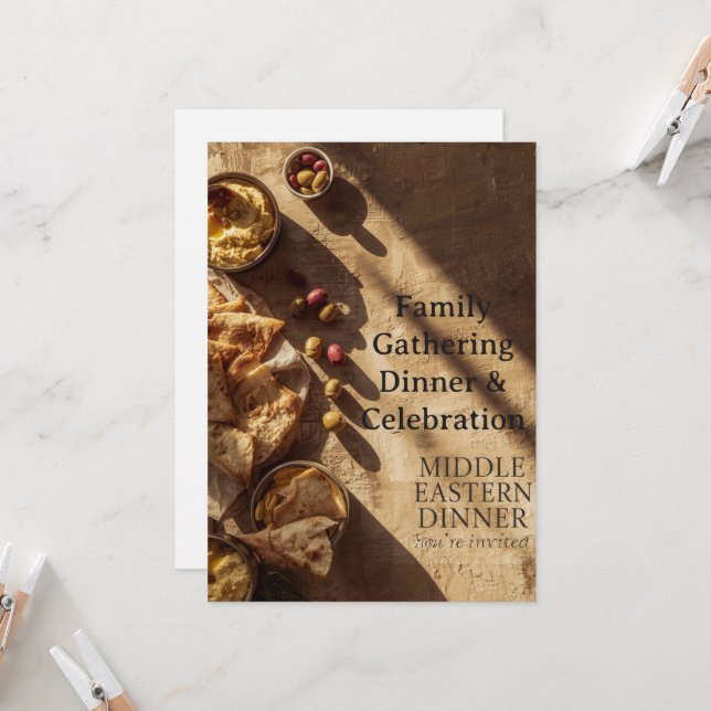 Carte postale d'invitation à un dîner MOYEN-ORIENT (Devant/Arrière en situation)