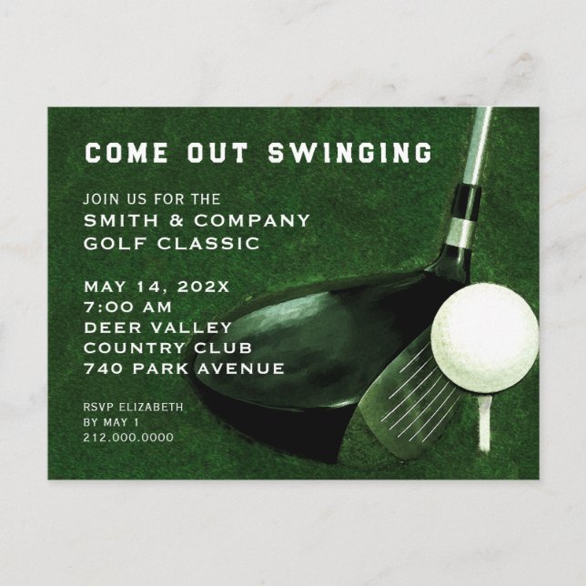 Carte postale d'invitation à un événement de golf (Devant)