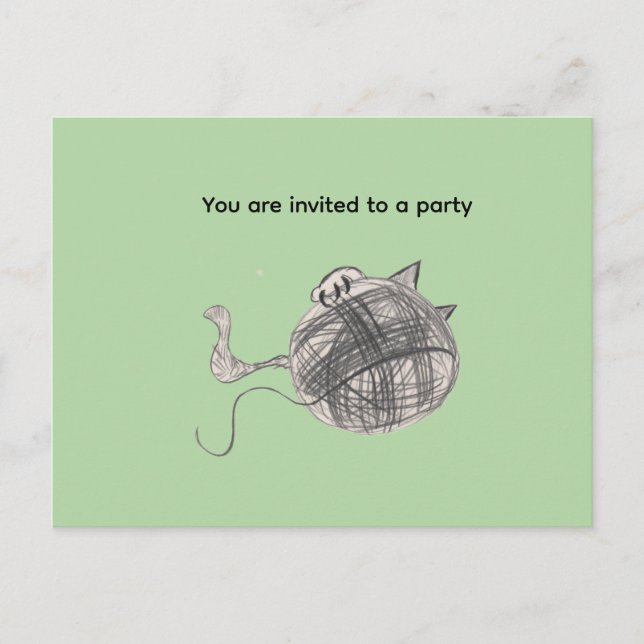 Carte postale d'invitation à une fête avec un chat (Devant)