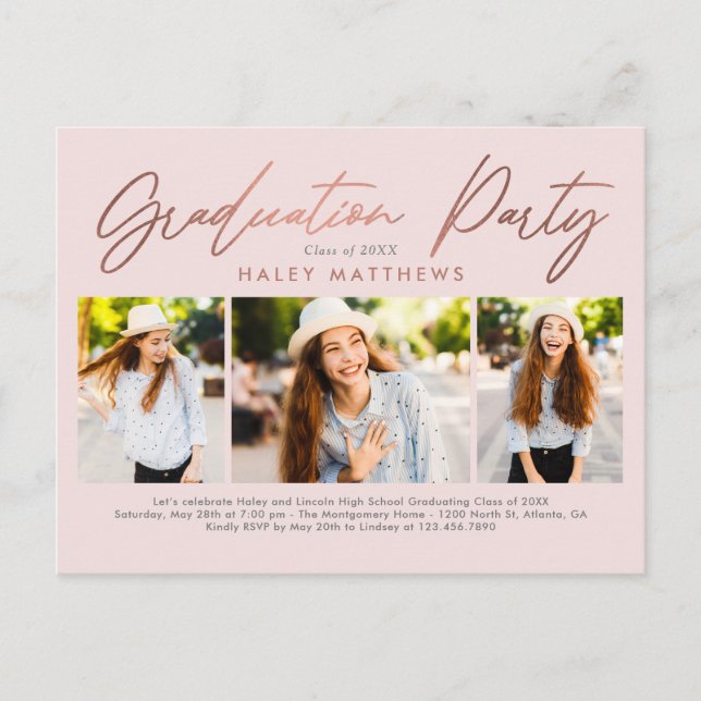 Carte postale d'invitation à une fête de remise de (Devant)