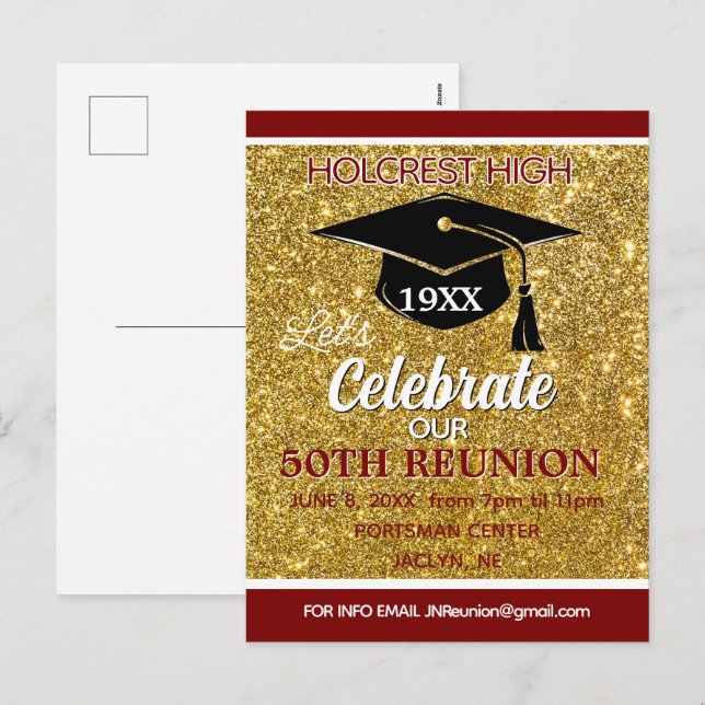 Carte postale d'invitation à une réunion de classe (Devant / Derrière)