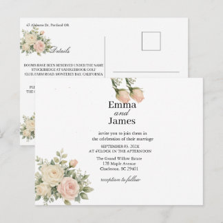 CARTE POSTALE D'INVITATION AU MARIAGE AU EUCALYPTU
