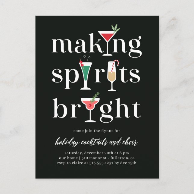 Carte postale d'invitation aux cocktails de Noël (Devant)