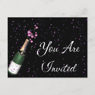 Carte postale d'invitation avec confettis et boute
