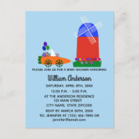 Carte postale d'invitation Baby Shower Lapin Voitu