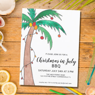 Carte postale d'invitation BBQ Noël en juillet Pal