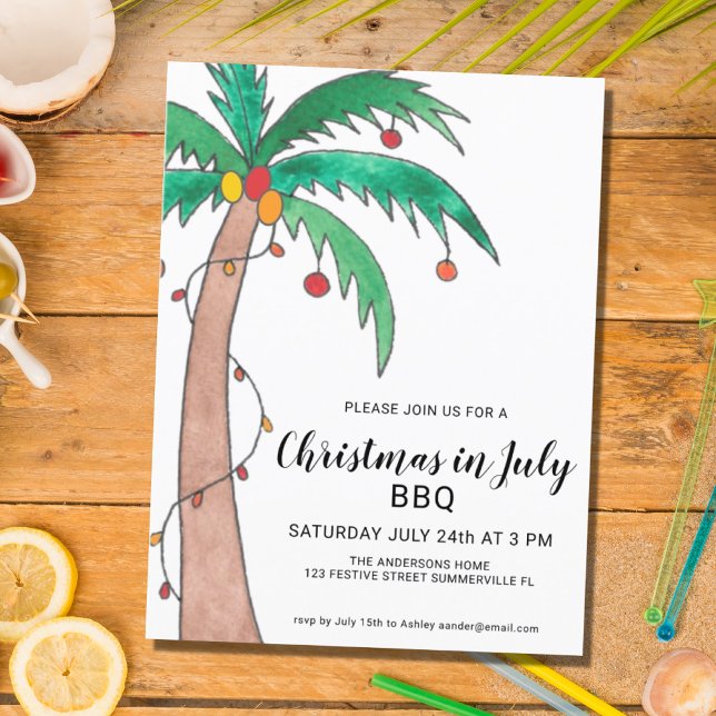 Carte postale d'invitation BBQ Noël en juillet Pal (Créateur téléchargé)
