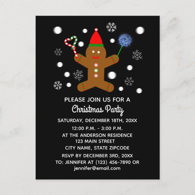 Carte postale d'invitation Bonhomme en pain d'épic (Devant)