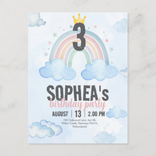 Carte postale d'invitation d'anniversaire Arc-en-c