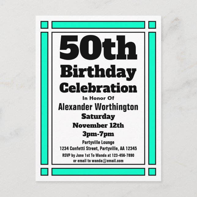 Carte postale d'invitation d'anniversaire simple s (Devant)