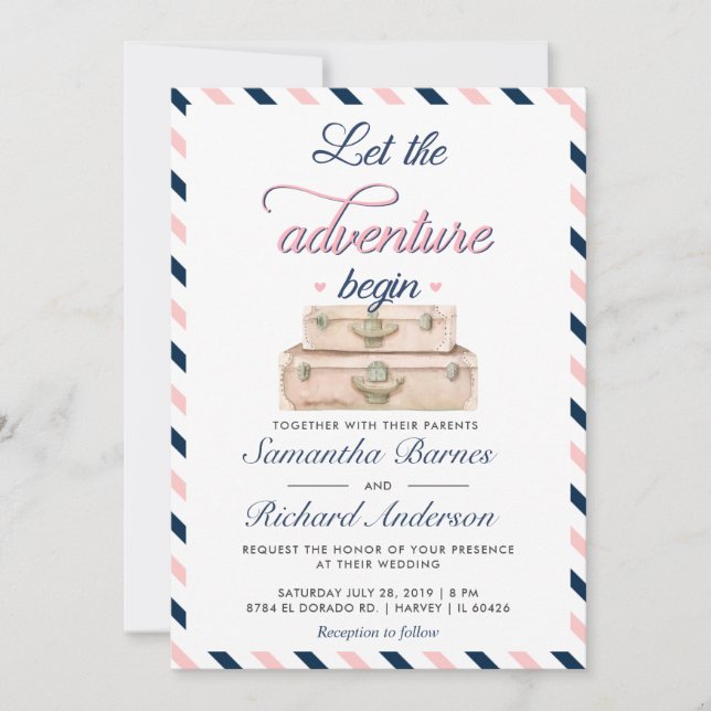 Carte postale d'invitation de mariage de voyage ro (Devant)