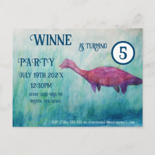 Carte postale d'invitation de Plesiosaure Violet
