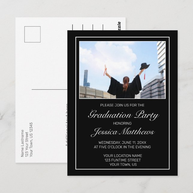 Carte postale d'invitation de remise de diplômes n (Devant / Derrière)