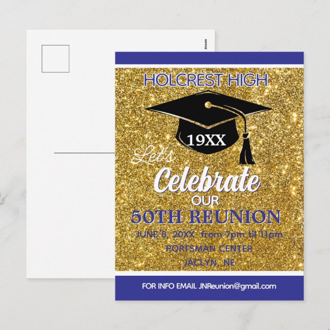 Carte postale d'invitation de réunion de classe qu (Devant / Derrière)