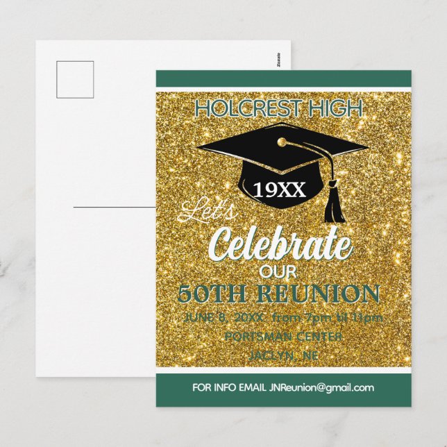 Carte postale d'invitation de réunion de classe qu (Devant / Derrière)