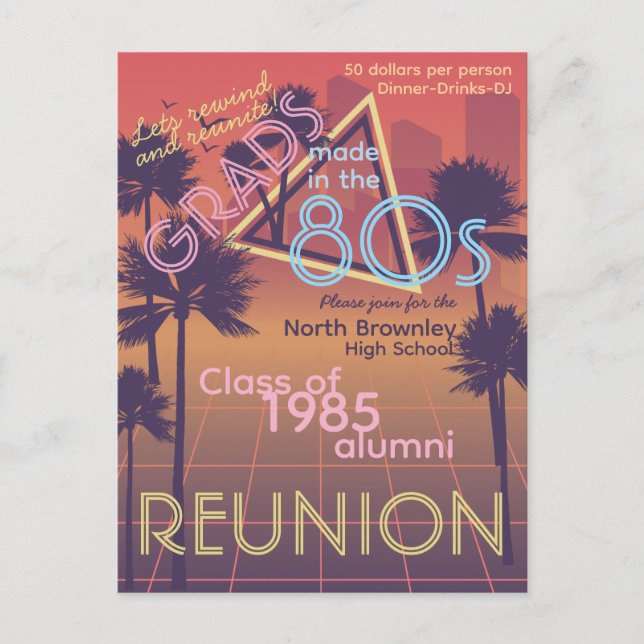 Carte postale d'invitation de réunion de classe Ré (Devant)