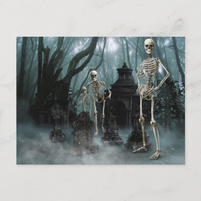 Carte postale d'invitation de squelettes hantés (Devant)