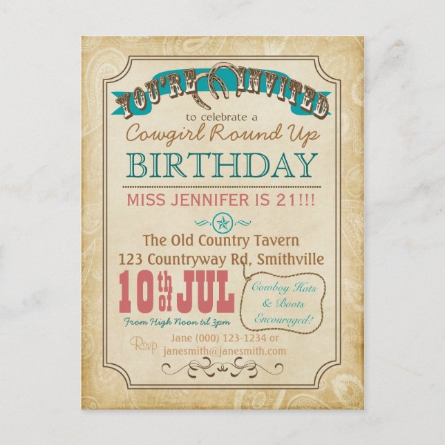 Carte postale d'invitation de style occidental (Devant)