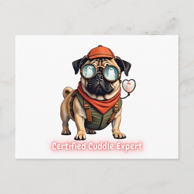 Carte postale d'invitation d'expert en câlins cert (Devant)