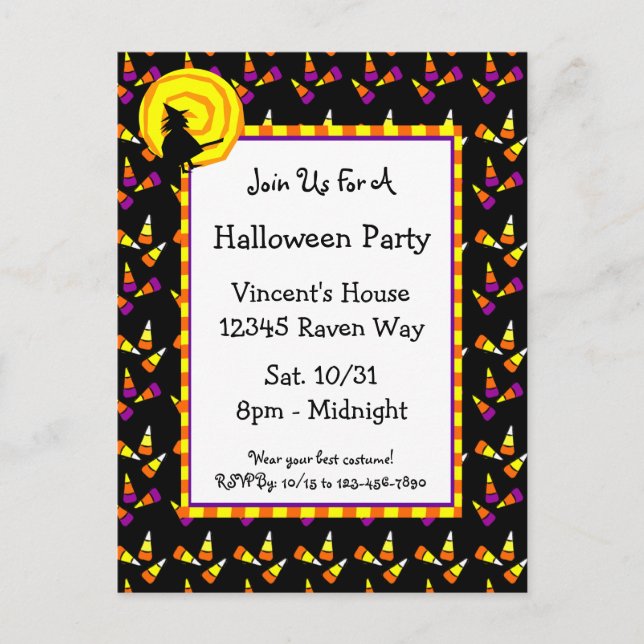 Carte postale d'invitation Halloween avec des bonb (Devant)
