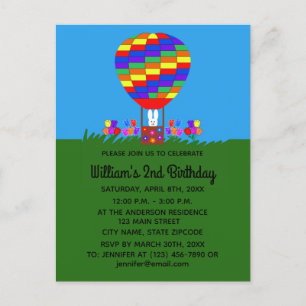 Carte postale d'invitation Lapin de Ballon #3
