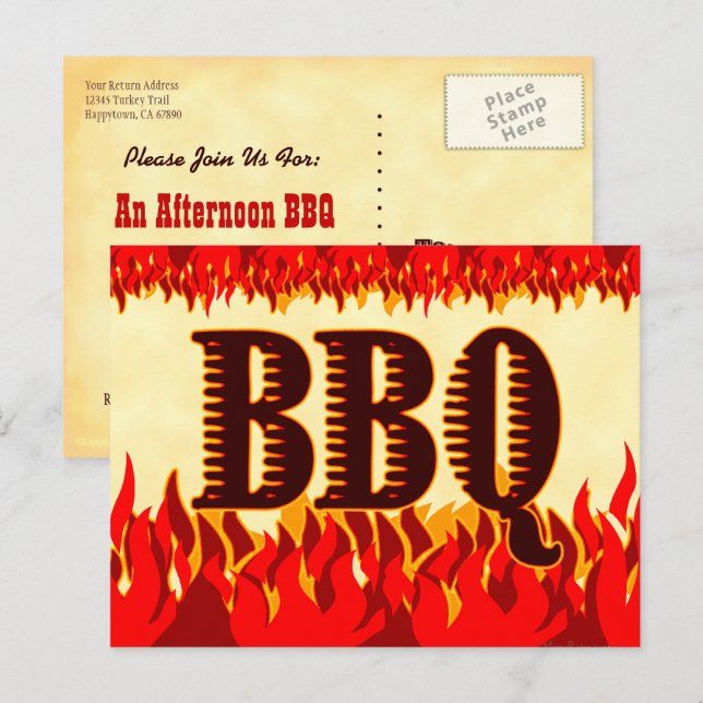 Carte postale d'invitation personnalisée BBQ Weste (Devant / Derrière)