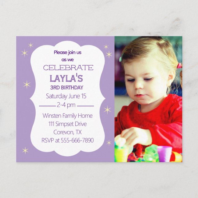 Carte postale d'invitation photo pour anniversaire (Devant)