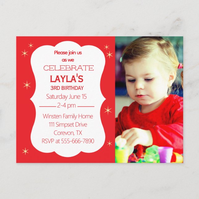 Carte postale d'invitation photo pour l'anniversai (Devant)