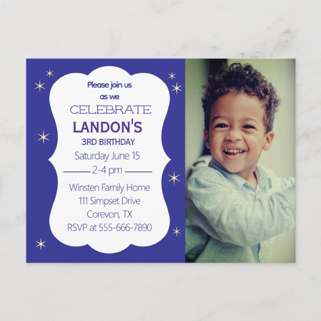 Carte postale d'invitation photo pour l'anniversai (Devant)