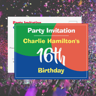 Carte postale d'invitation pour 16 ans