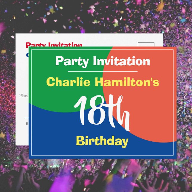 Carte postale d'invitation pour 18 ans (Créateur téléchargé)