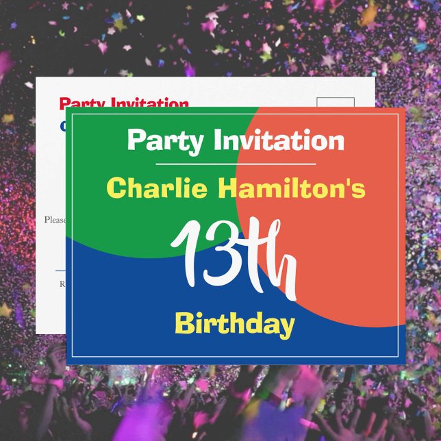 Carte postale d'invitation pour un 13e anniversair (Créateur téléchargé)