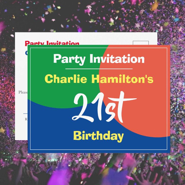 Carte postale d'invitation pour un 21e anniversair (Créateur téléchargé)