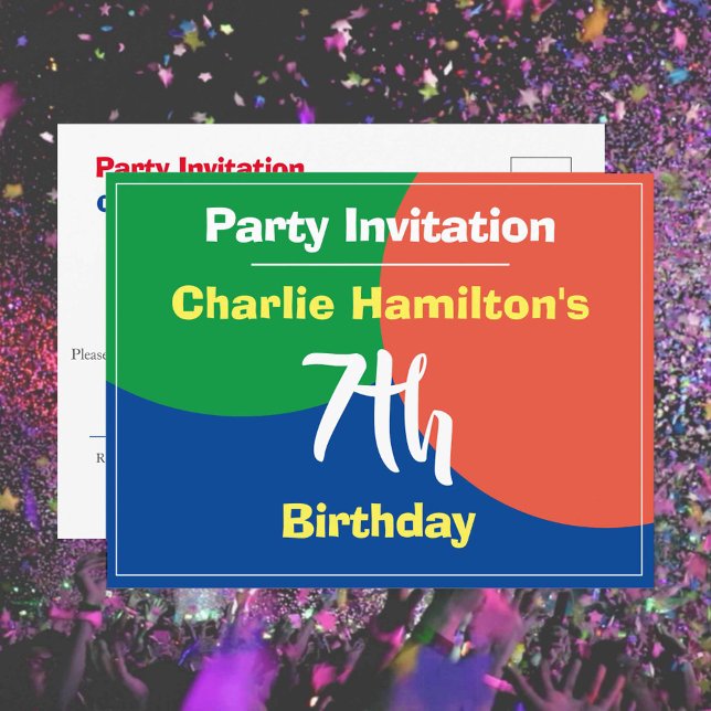 Carte postale d'invitation pour un 7e anniversaire (Créateur téléchargé)