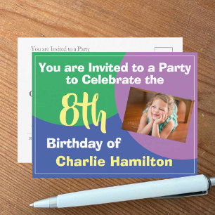 Carte postale d'invitation pour un 8e anniversaire