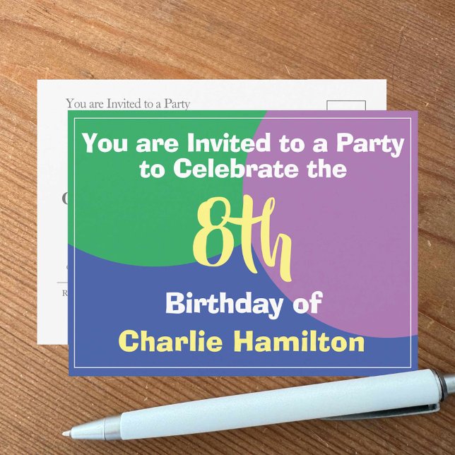 Carte postale d'invitation pour un 8ème anniversai (Créateur téléchargé)