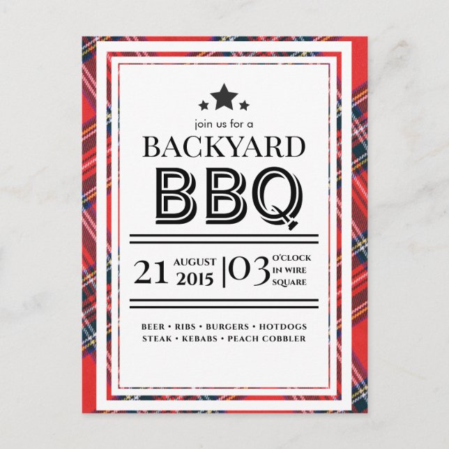 Carte postale d'invitation pour une fête BBQ à car (Devant)