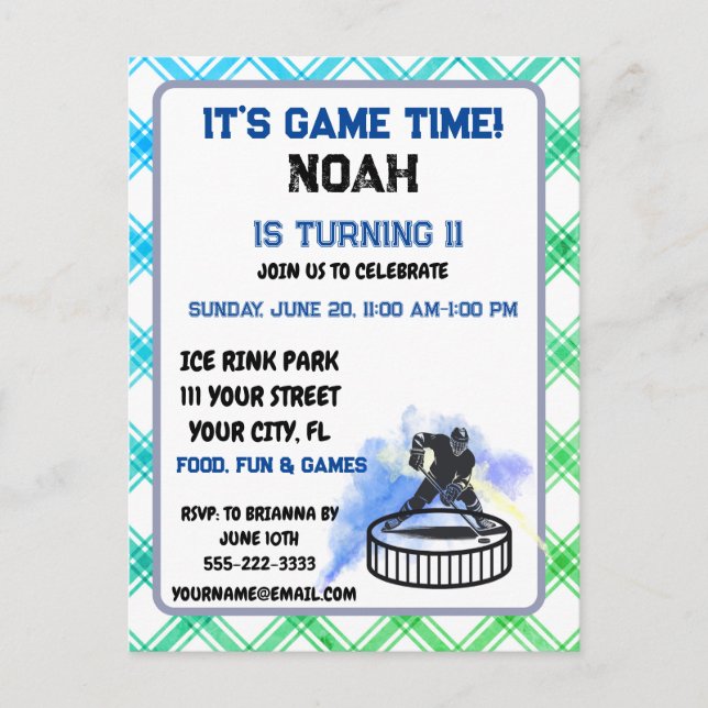 Carte postale d'invitation sur le thème du joueur  (Devant)